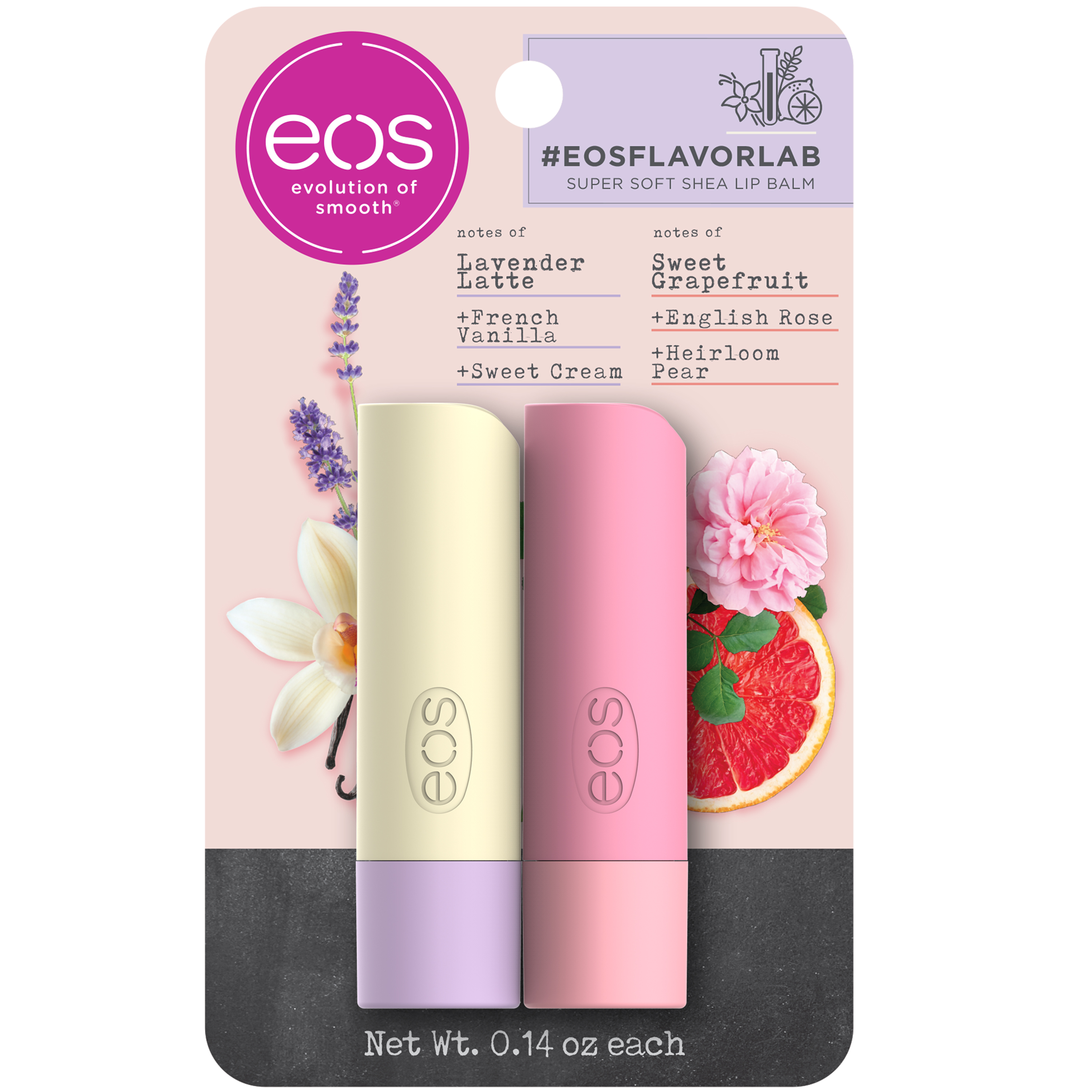 eos flavorlab Stick Lip Balm - Lavender Latte and Sweet Grapefruit | 0.14 oz - image 1 of 9