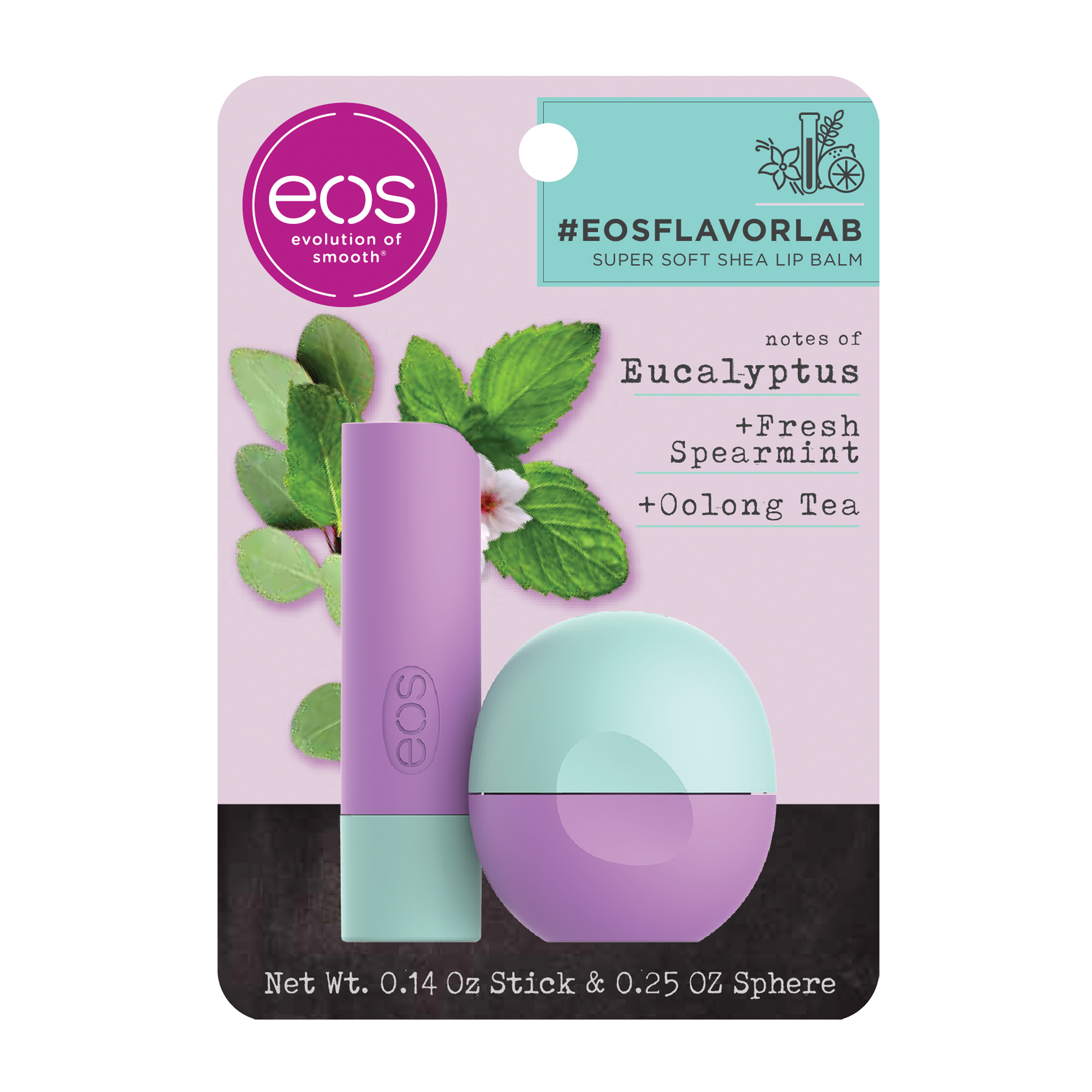 eos flavorlab Stick & Sphere Lip Balm - Eucalyptus , Moisuturzing Shea Butter for Chapped Lips , 0.39 oz , 2 count - image 1 of 7