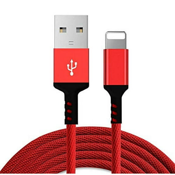 epacks 6FT Phone Charger Charging Cord Nylon Braided USB Power Cable, Fast Charge & Sync Compatible with Smart Phone XR XS MAX X iPhone 8 8Plus 7 7 Plus 6S Plus 6 Plus SE Tablet iPad- 2 Meter (Red)