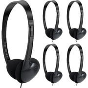 epacks Bulk Over The Head Inexpensive Disposable Headphones Wholesale Lot Kids Individually Bagged for Schools, Libraries, Hospitals 25 Pack, Black
