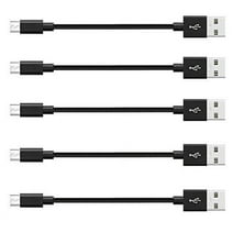 epacks Charger, Micro USB Nylon Braided Short Cable Fast USB Charging Cord for for External Battery Charger, Samsung, HTC, LG, Android and More (5 Pack) 8 Inch - Black