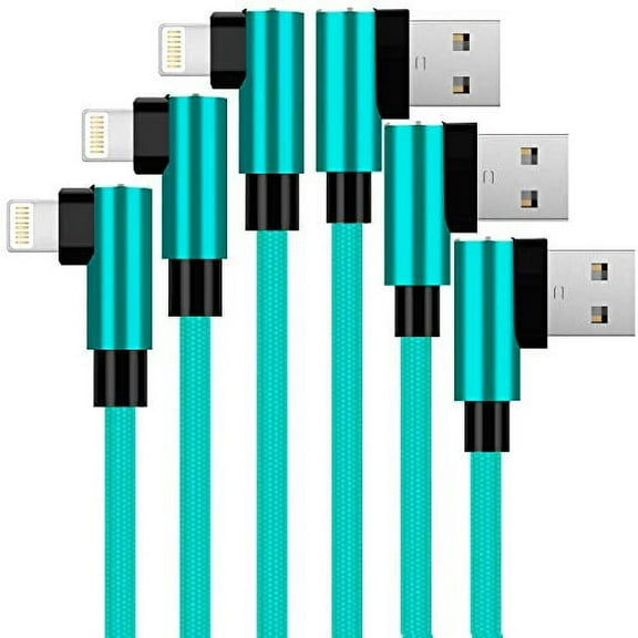 epacks Chargers 3-Pack 6FT/2M Charging Cable Cords Premium Nylon Braided 90 Degree Fast Speed Charging USB Data Cables Compatible with , Mobile Digital Device, 6-Feet