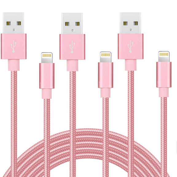 epacks Chargers 3 Pack 6FT Phone Charging Cords Nylon Braided Data Cable Charger Compatible iPhone X/8/8 Plus/7/7 Plus/ 6/6S Plus / 5/5S/SE Mini/Air/Pro Cases, 6-Foot
