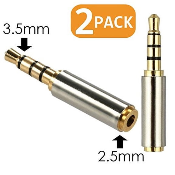 epacks Gold Plated 3.5mm Male to 2.5mm Female Headphone Audio Adapter Jack Stereo or Mono for Apple iPhone 3GS 4G 4S 5 Samsung Galaxy S3 S4 Galaxy Note 2 iPad 2 3 4 iPad Mini (2 Pack)