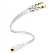 epacks Headphone Splitter, Stereo Audio Jack Splitter Cable for Computer 3.5mm Female to 2 Dual 3.5mm Male Headphone Mic Audio Y Splitter Cable Smartphone Headset to PC Adapter White