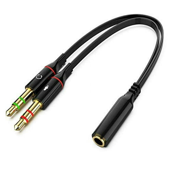epacks Headphones Y Cable Splitter Adapter 3.5mm Female to 2 Male Premium Gold-Plated Corrosion-Resistant Audio Mic Y Cable for Headset Connecting to PC