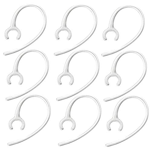 epacks Snap-in Replacement Ear Hooks for Wireless Bluetooth Earbuds Headset Earhook Clips - Universal Spare Clamp Hooks, 9 Pack, Clear