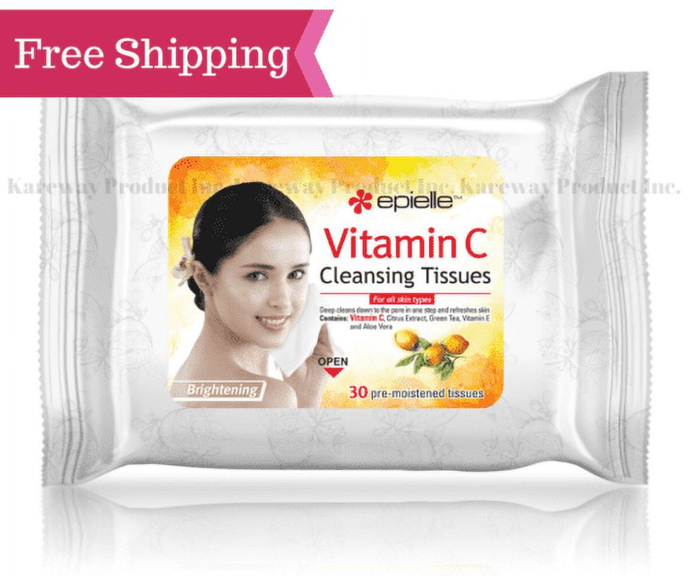 epielle Vitamin C Facial Makeup Remover Cleansing Tissues Wipes, 30ct
