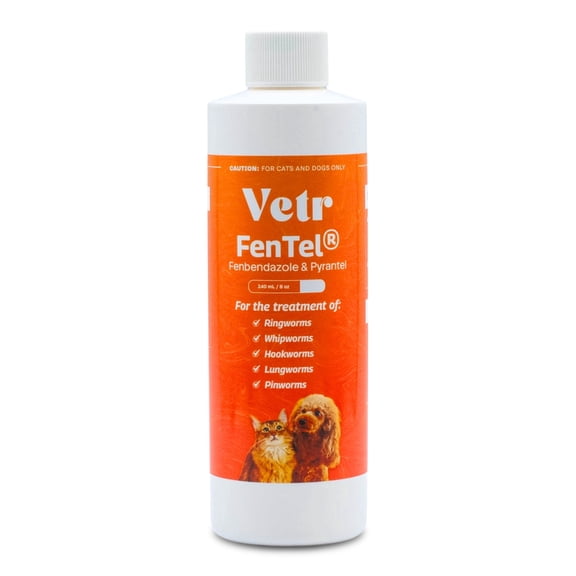 Equine Prime Fentel & Pyrantel Dewormer for Cats & Dogs, 8 Ounces (240mL) Solution