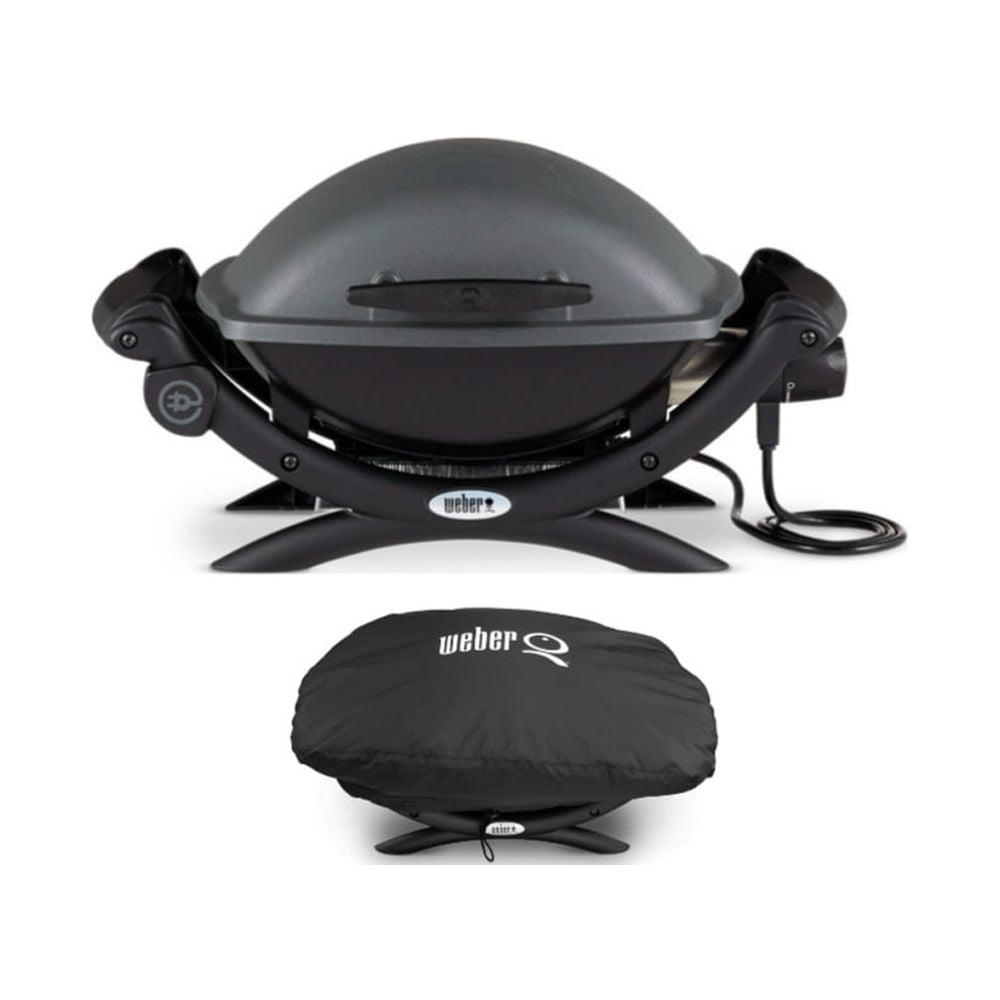 er Q 1400 Electric Grill (Black) with Grill Cover
