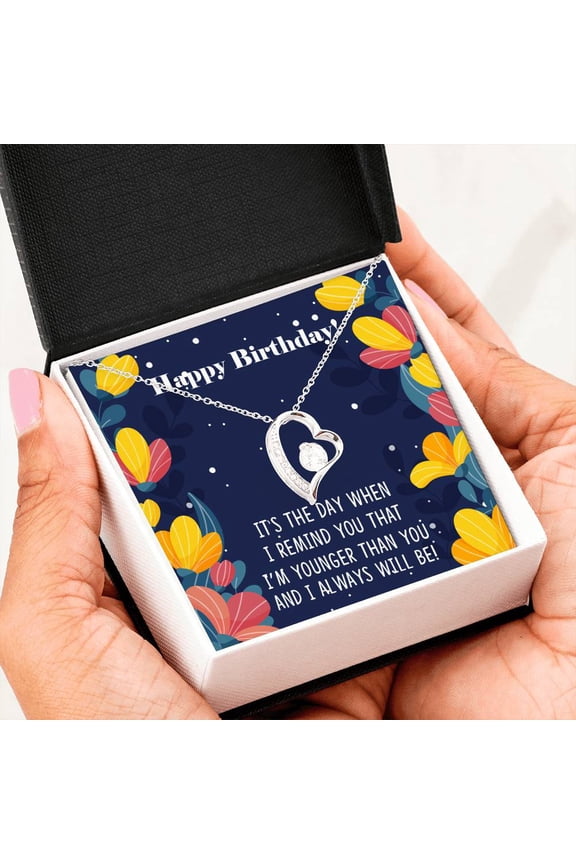 er Sibling to Older Sibling, Happy Birthday Forever Love Necklace, Gold Forever Love Necklace