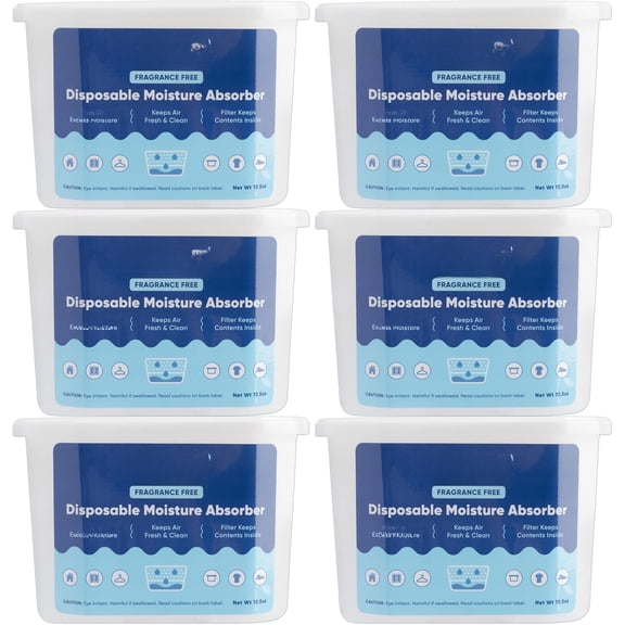 er Tub Free - 6-Pack - 10.5 oz Unscented Disposable Odor Eliminator Box & Dehumidifier for Garage, , Kitchen, Bedroom, Bathroom, Closet, , and