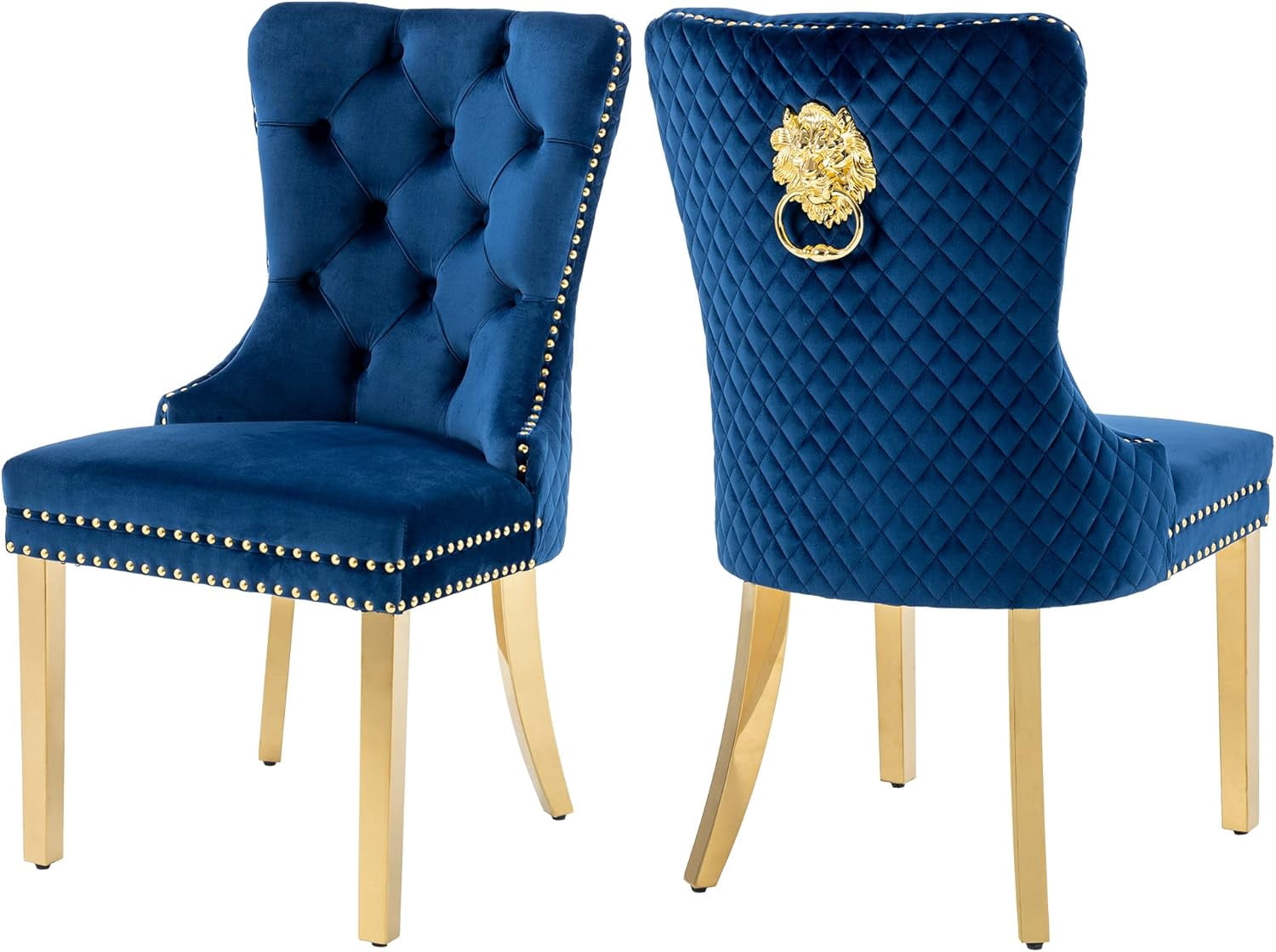 ercxhui Velvet Dining Chairs Upholstered Tufted Dining Chairs with ...