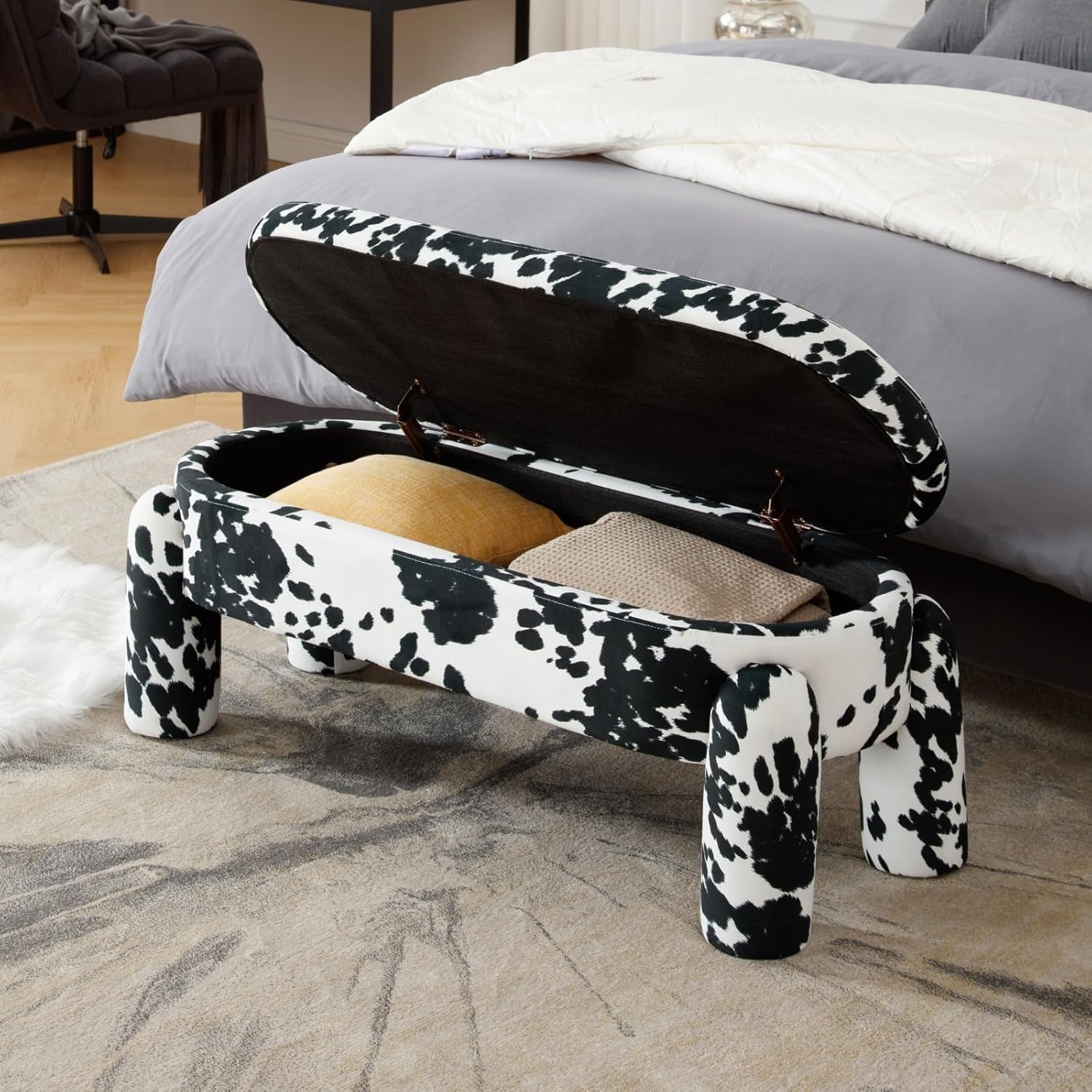erdfhvbnm Cute Velvet Shoe Bench with Storage Upholstered 45