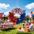 thumbnail image 1 of erdimoy 11" Patriotic Tinsel Wreath, Red White Blue Star Wreath with Bow for 4th of July Front Door Decor, 1 of 6