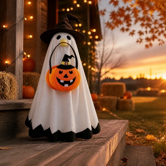 erdimoy 20.8x12.2 Inch Halloween Goose Costume Outdoor Lawn Decor, 4 Styles Witch Ghost Vampire Cape Goose Outfit, Cute Porch Goose Dress Up Accessories for Front Yard Doorstep