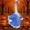 thumbnail image 1 of erdimoy 23 Inch Porch Goose Halloween Lace Dress Costume, Cute Witch Pumpkin Print Ruffle Outfit with Matching Bonnet Hat, Adjustable Statue Clothing for Resin Lawn Goose Fall Yard Decor, 1 of 6