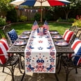 thumbnail image 1 of erdimoy 4th of July Patriotic Table Runner, 72×13 Inch 5 Styles Red White Blue Star Gnome Butterfly Linen Table Runner for Independence Day Memorial Day Dining, 1 of 6