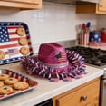 thumbnail image 1 of erdimoy 4th of July Sparkly Cowboy Hat, Red/Blue Patriotic Party Hat with Star Accents & Tinsel Fringe, 1 of 6