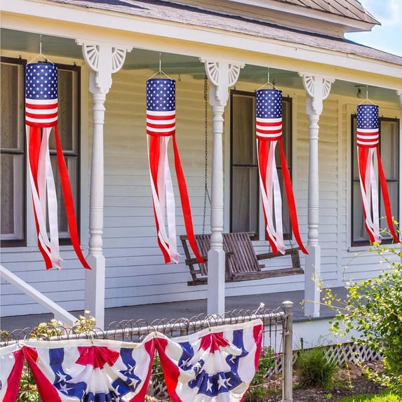 erdimoy America 250th Anniversary Windsock Flag, 39.3 Inch Patriotic Red White Blue Star Spangled Wind Sock for 4th of July Independence Day Outdoor Porch Garden Hanging Decor