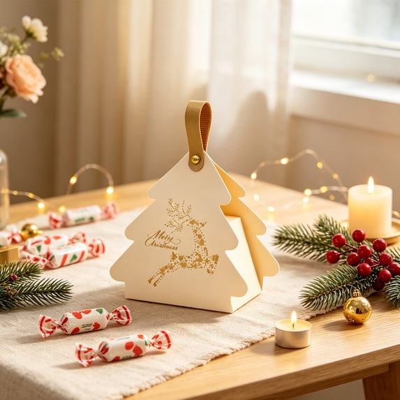 erdimoy Christmas Tree Shaped Gift Paper Bag, size 5.59 x 5.51 x 2.36 ...
