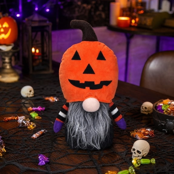 erdimoy Halloween Gnome Plush Dolls, 3-Piece Set with Pumpkin, Black Cat & Frankenstein Designs, Fall Home Decor