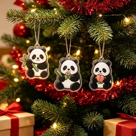 erdimoy Panda Lovers Advent Calendar 2026, 24Day Christmas Countdown Box with 24 Collectible 2D Flat Acrylic Panda Hanging Ornaments, Holiday Surprise Gift Set