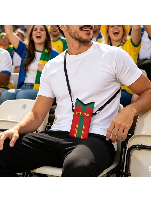 Spain Portugal Brazil Netherlands Argentina National Flag Mini Crossbody Purse, Neoprene Lightweight Cell Phone Shoulder Sling Bag for Soccer Game Fan Stadium Daily Carry