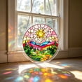 thumbnail image 1 of erdimoy Stained Glass Mountain Forest River Sunset Landscape Acrylic Sun Catcher Jigsaw Puzzle, 7.4 Inch Window Hanging Rainbow Light Prism Ornament Home Garden Decor, 1 of 6