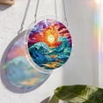 thumbnail image 1 of erdimoy Stained Glass Ocean Wave Sunset Acrylic Sun Catcher Jigsaw Puzzle, 7.4 Inch Window Hanging Rainbow Light Prism Ornament Mother's Day Gift Home Garden Coastal Decor, 1 of 6