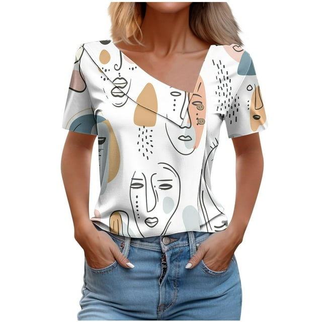 erdiore Workout Oversized T Shirts for Women V Neck Tshirt Womans