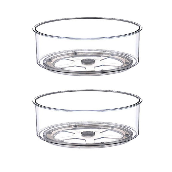erfcxs 2Pcs Round Rotating Organizer Storage Truntable Condiments Food Container Rack For Kitchen Cabinet Fridge Bathroom Makeup Spinning Organization