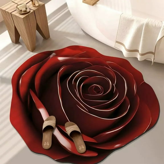 erfcxs 3D Visual Flower Design Irregular Shape Decorative Carpet Lightweight Washable Mat for Bedroom Living Room Bathroom and Camping Home