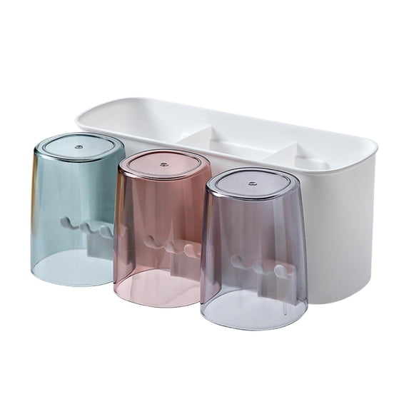 erfcxs 6 Slot Wall Mounted Toothbrush Holder Suitable For Bathrooms Equipped With 3 Circular Cups And Toothpaste Holders Self Toothbrush Storage Rack Suitable For Dormitories