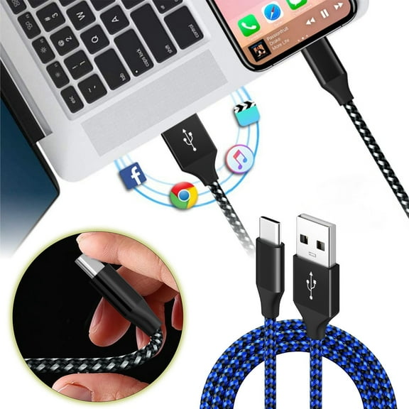 erfcxs Black And Blue "Stay Connected: Type C Data For And Android Devices With Speed Charging"