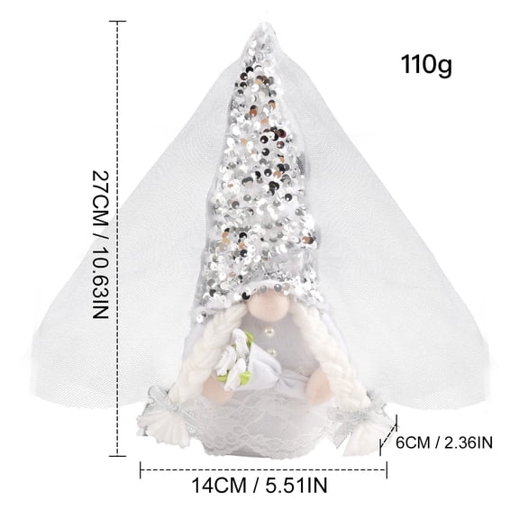 erfcxs Bride Bridegroom Wedding Dress Decoration Shinning Wedding Dress Plush Present Couple Doll Ornaments Home Decor Gifts