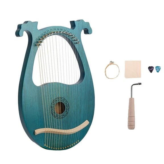 erfcxs Classical Mahogany Lyre Harp Instrument with 16 Resonant Strings for Musical Enthusiasts and Beginners
