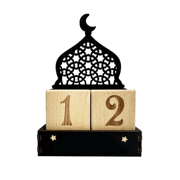 erfcxs Countdown Calendar Star & Moon Carving Eid Holiday No Electricity Needed