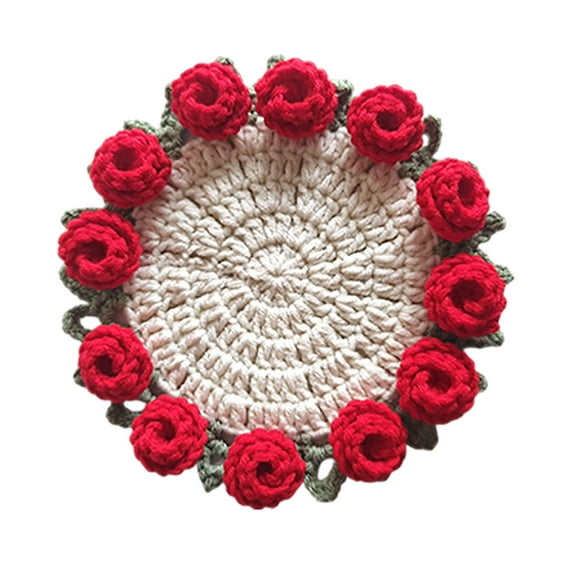 erfcxs Crochet Flower Blanket DIY Handmade Vintage Crochet Rose Flower Bouquet Soft Rose Flower Bouquet Knitted Decorative For Day Birthda（finished Product）