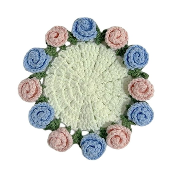 erfcxs Crochet Flower Blanket DIY Handmade Vintage Crochet Rose Flower Bouquet Soft Rose Flower Bouquet Knitted Decorative For Day Birthda（finished Product）