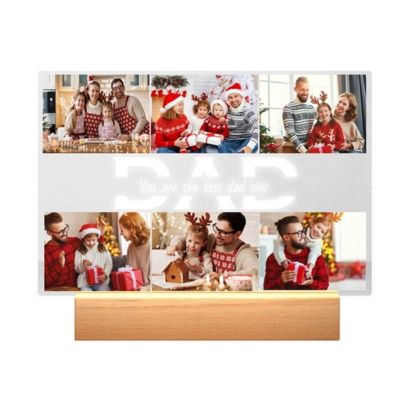 erfcxs Custom Plaque Picture Frame DIY Acrylic Wooden Plaque With Photo Letter Night Light Custom Anniversary Birthday Presents For Dad DIY Various Holiday Presents For Him