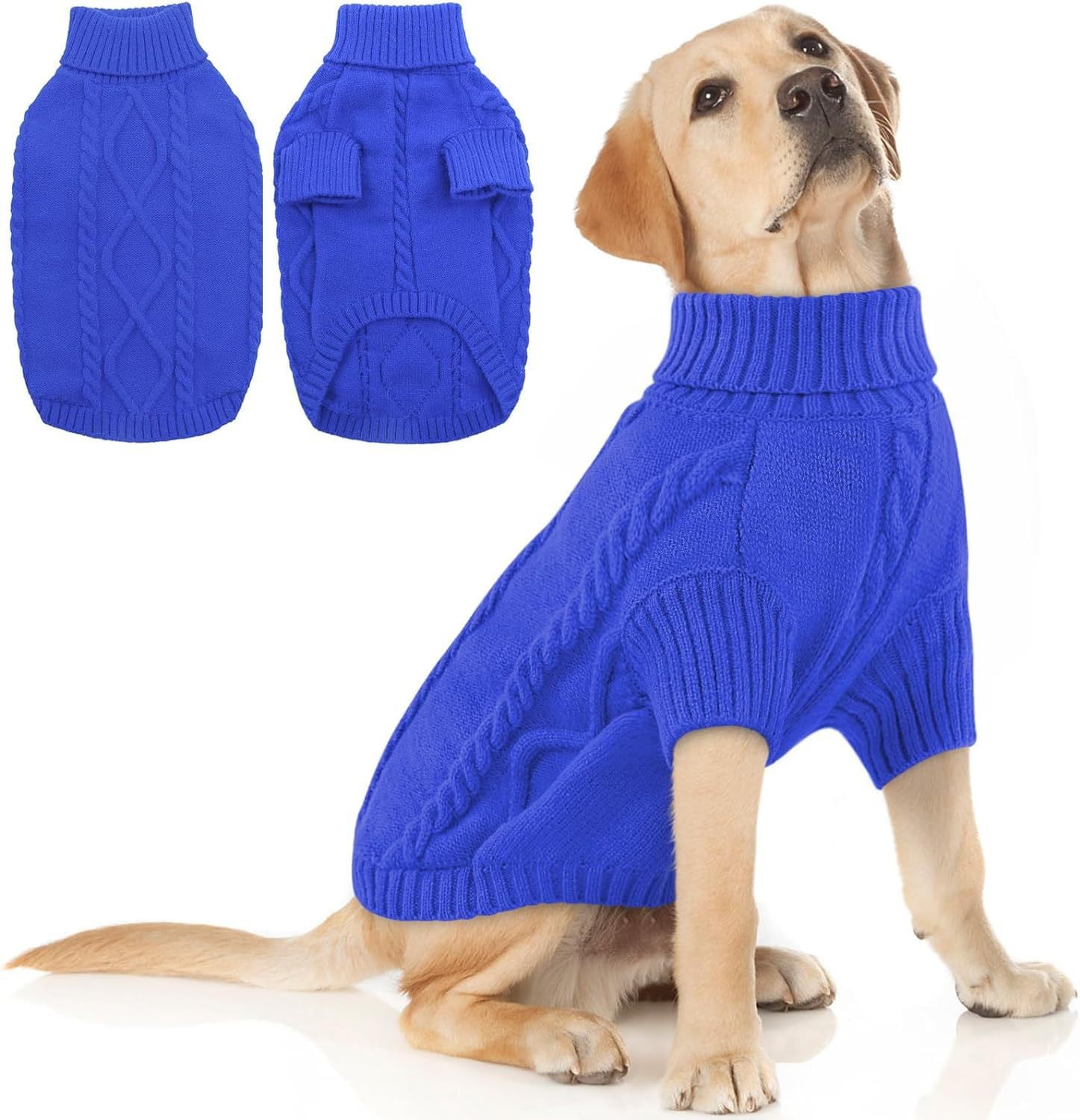 View of erfcxs Dog Sweater Winter Coat Turtleneck Knit Apparel Warm Soft ...