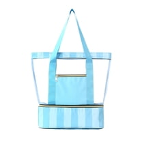 erfcxs Double Layer Beach Bag Large Capacity Portable Swimming Bag Travel Handheld Beach Bag Swimsuit Storage Bag