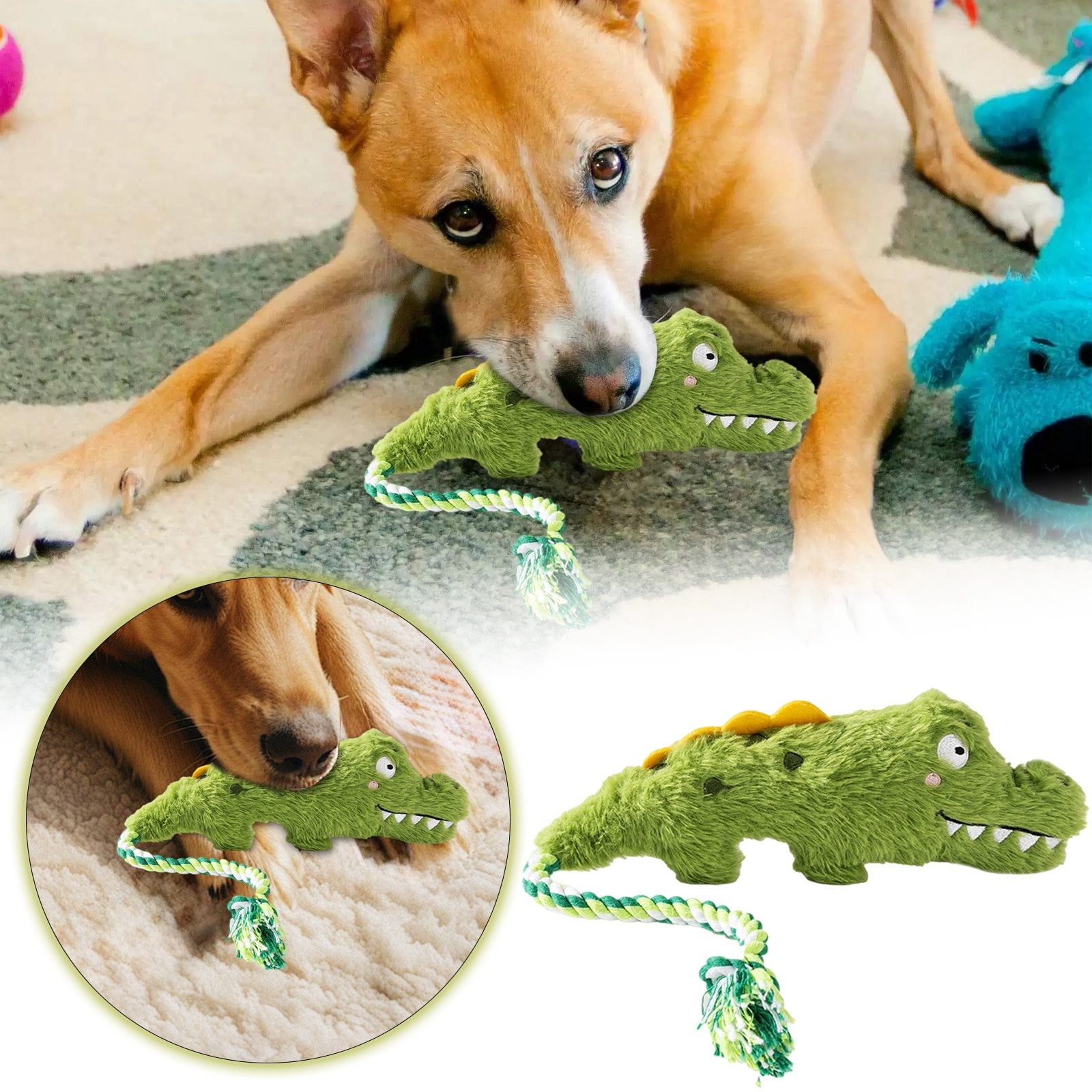 erfcxs Durable Dog Chew Toys Interactive Squeaky Puppy Teething Biting ...