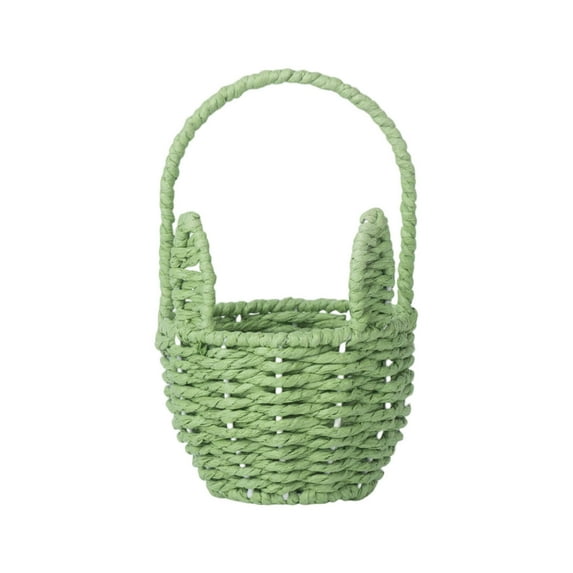 erfcxs Easter With Handle Easter Rabbit Vine Weaving Picnic With Rabbit Ears Straw Wicker Easter Egg Candy Suitable For Egg Party Supplies Easter
