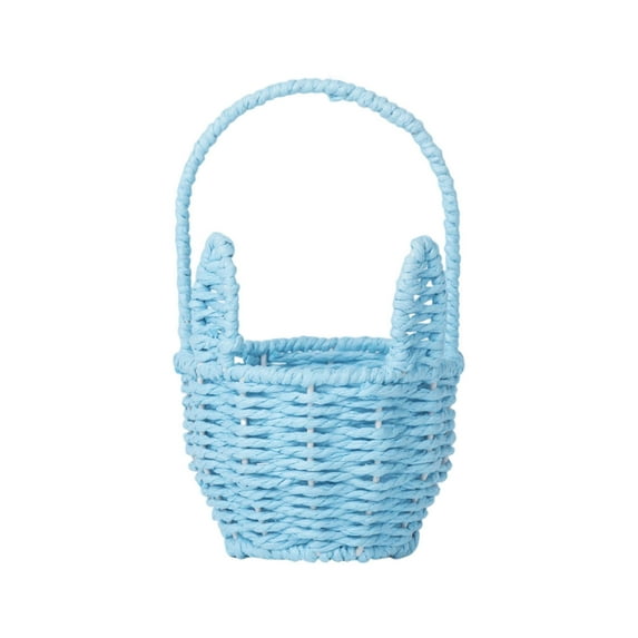 erfcxs Easter With Handle Easter Rabbit Vine Weaving Picnic With Rabbit Ears Straw Wicker Easter Egg Candy Suitable For Egg Party Supplies Easter