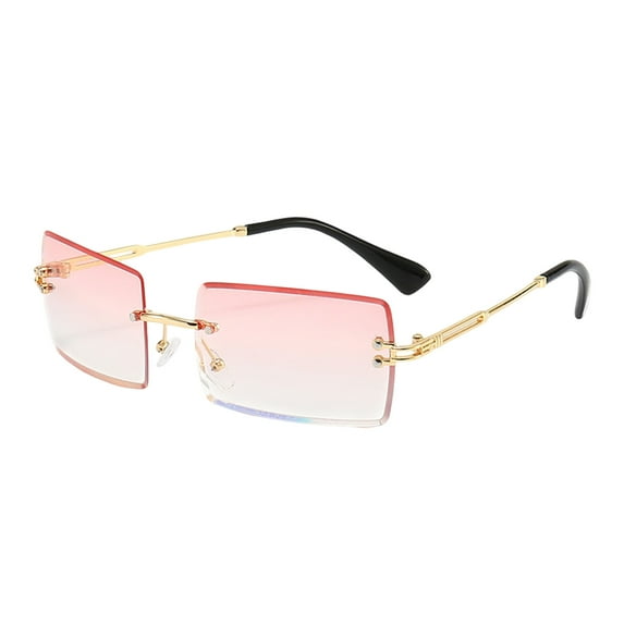 erfcxs Fashion Rimless Rectangle Sunglasses For Women Men Square Glasses 400 Eyewear Unisex