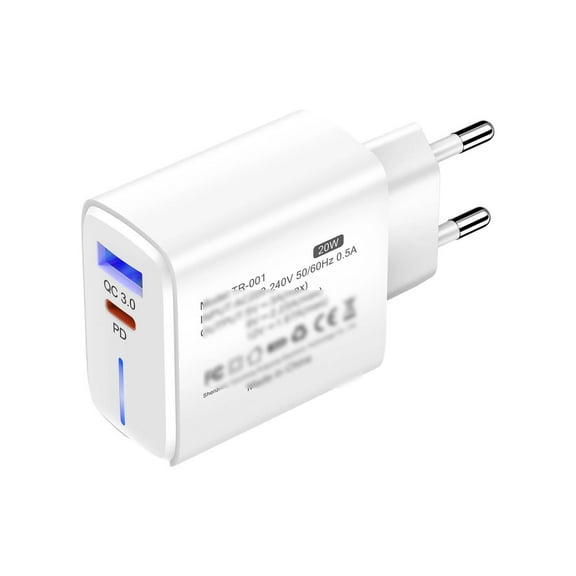 Compact EU Travel Power Adapter with USB C Fast Charging For and Smartphones