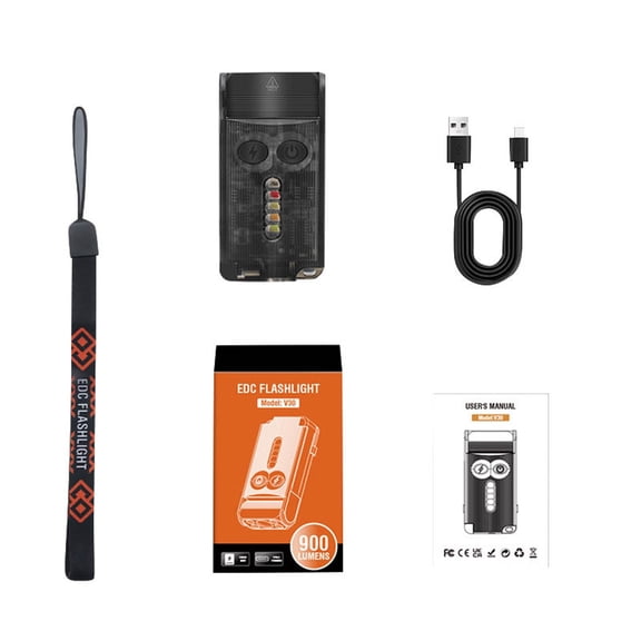 erfcxs Fluorescent Mini Keychain Light With Side Light Strong Light Flashlight V30 Rechargeable Function Work Light