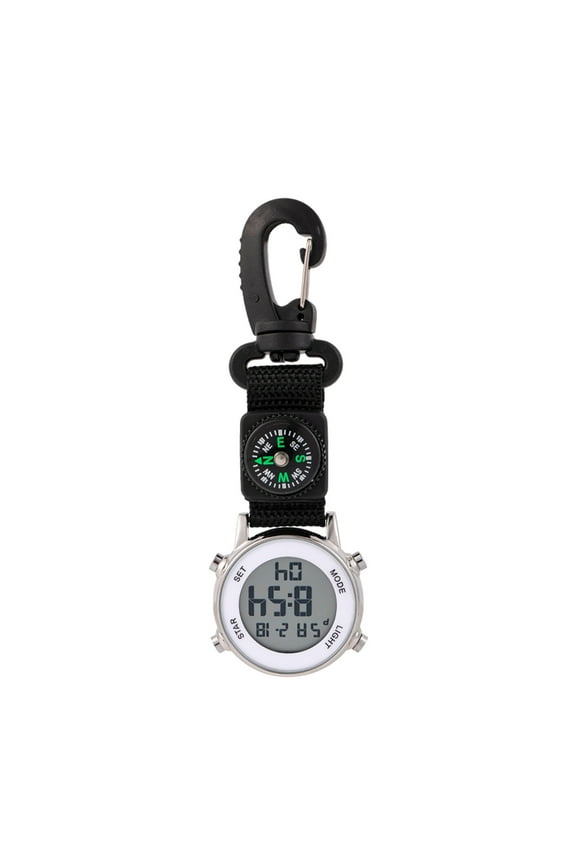 Functional Outdoor Digital Clip Watch with Fob for Hiking and Adventure Timekeeping